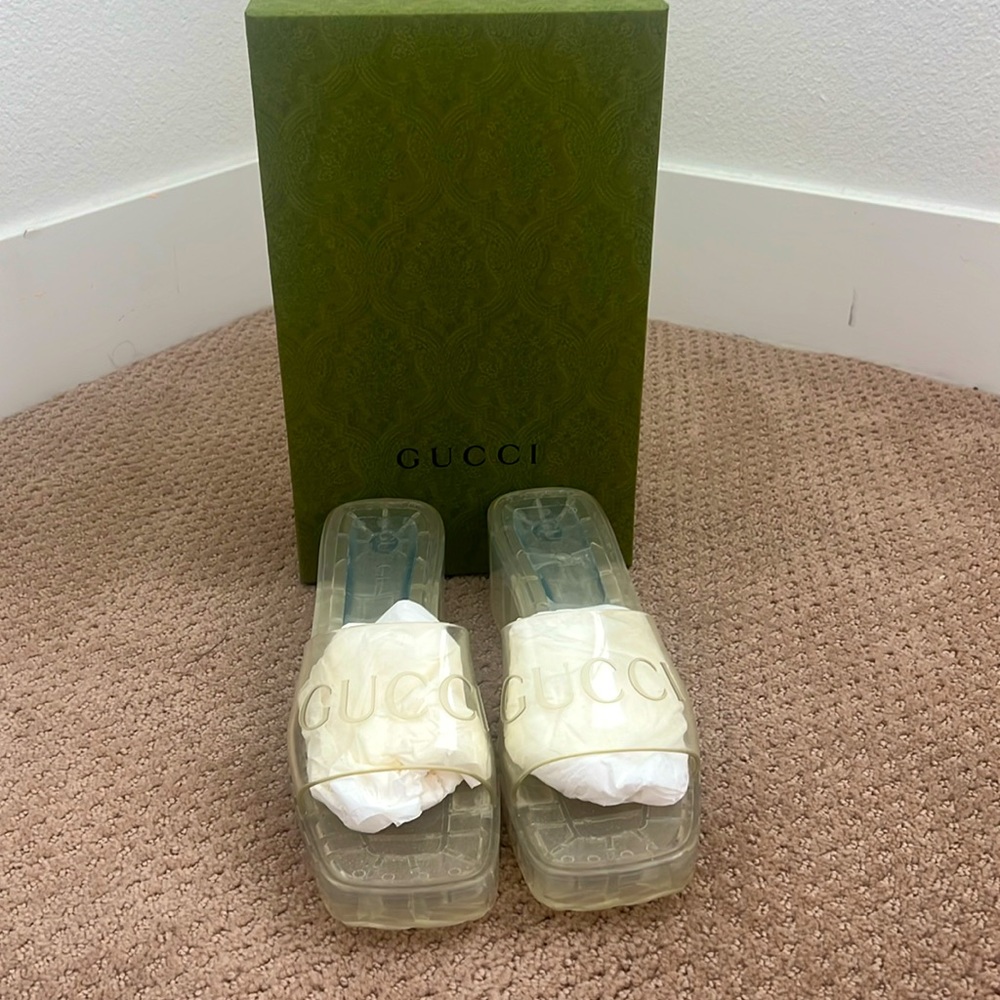 Gucci 60mm Slide Sandal//Clear Rubber